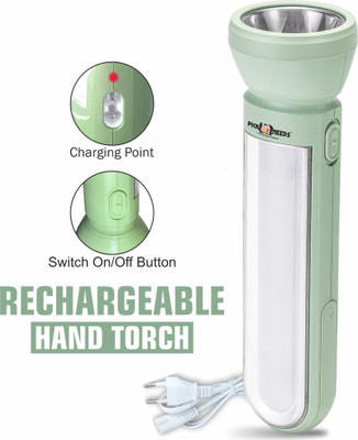 Pick Ur Needs Rechargeable Torch Light With 2 Mode LED + 50W Extra Bright Side Tube LED Light 5 hrs Torch Emergency Light(Light Green)