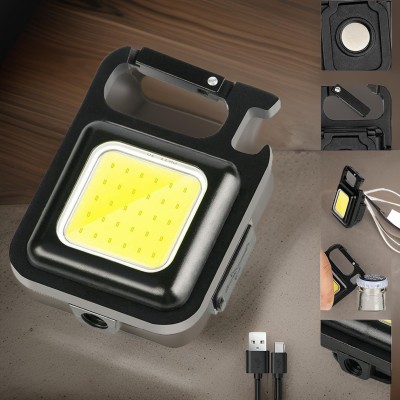 LifoDora Mini LED Flashlight 500 Lumens COB Rechargeable Work light Keychain gF24 Torch(Black, 10 cm, Rechargeable)