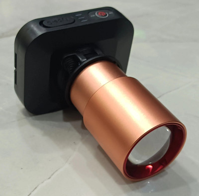 MNT Sales 200 W Rechargeable Adjustable Head Lamp With 2 Km Long Range,3 Modes 10 hrs Torch Emergency Light(Gold & Black)