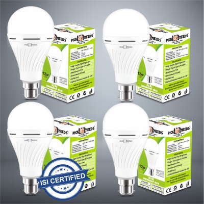 Pick Ur Needs Rechargeable LED Inverter AC/DC Bulb 12W B22 D 4 hrs Bulb Emergency Light(Pack of 4)