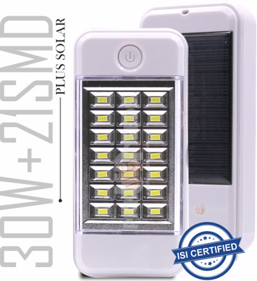 Pick Ur Needs Rechargeable Mini Emergency Light Dual Mode Solar + USB Charge 21 Big SMD LED 5 hrs Lantern Emergency Light(White)