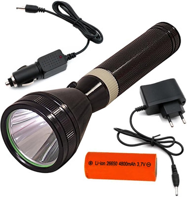 Bstar Best Quality Rechargeable 3 Mode LED High Power 1000m Range Flashlight 3 hrs Bulb Emergency Light(Black)