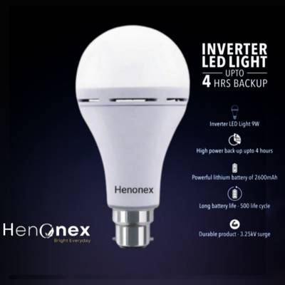 Henonex 12 watt rechargeable B22 led white emergency inverter bulb 3 hrs Bulb Emergency Light