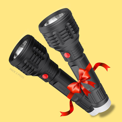 Pick Ur Needs 2 In 1 Rechargeable Emergency Long Range Mini Torch Light With Lithium Battery 6 hrs Torch Emergency Light(Black)