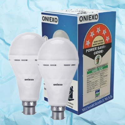 ONIEXO Pack of 2-Power-Saving 12W Bulb with Extended Battery Life for Emergencies 4 hrs Bulb Emergency Light(White)