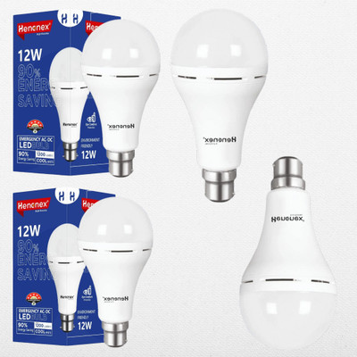 Henonex 4-Pack Rechargeable 12W Emergency Bulbs for Home & Outdoor Use 4 hrs Bulb Emergency Light(White)