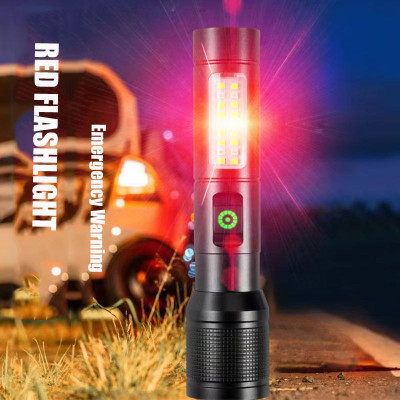 TANSHA RECHARGEABLE LED METAL TORCH) Zoomable 6 Modes XPE+COB Light Torch(Black, 6 cm, Rechargeable)