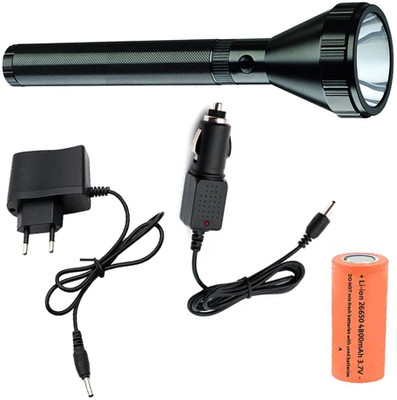 GALLAXY Best Quality Rechargeable 3 Mode LED High Power 800m Range Emergency torch 3 hrs Torch Emergency Light(Black)
