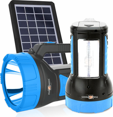 Daily Needs Shop Solar Rechargeable 50W Long Range Torch With 2 Side Emergency Tube Light 6 hrs Torch Emergency Light(Blue)