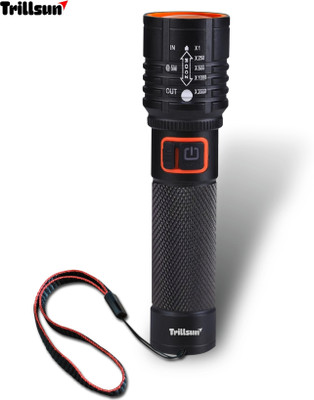 Trillsun Metal Body Zoomable 1000 Meter|1 Km High Power Long Range & Type-C 5 hrs Torch Emergency Light(Black)