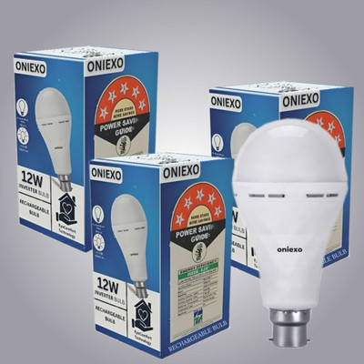 ONIEXO Pack of 3-12W Advanced Emergency Bulb with Fast Charging and Durable Design 4 hrs Bulb Emergency Light(White)