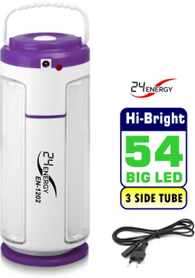 24 ENERGY 3 Long Tube Rechargeable Table Top Lantern with 360° Lighting 12 hrs Lantern Emergency Light(White Purple)