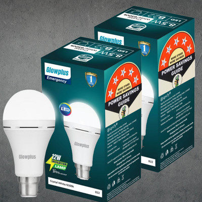 Glowplus G Pk-2-12W Emergency Bulb for Night Use 4 hrs Bulb Emergency Light(White)