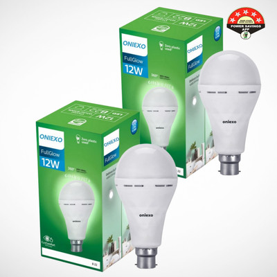 ONIEXO Pack of 2-Rechargeable 12W LED Bulb with Bright White Light for Emergency Use 4 hrs Bulb Emergency Light(White)