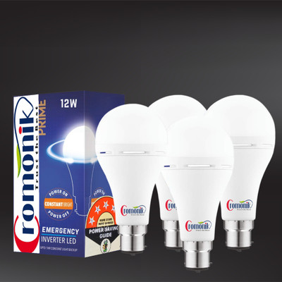 Cromonik (Pack of 4)-Fast-Charging LED Rechargeable 12W Bulb 4 hrs Bulb Emergency Light(White)
