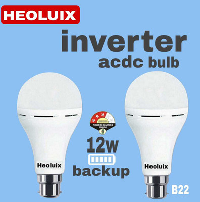 heoluix 12 Watt Inverter charging bulb 4 hrs Bulb Emergency Light(White)