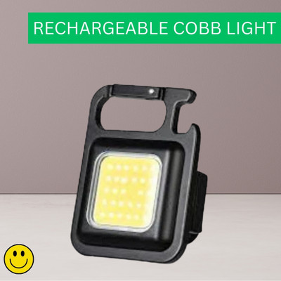 GUGGU LED COBB Light With Keychain Flashlight 4Light Mode & Folding Bracket BottleV85 4 hrs Torch Emergency Light(Black)