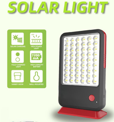 iDOLESHOP RECHARGEABLE 54 SMD LED WITH BIG SOLAR, WALL MOUNTABLE EMERGENCY LIGHT 6 hrs Lantern Emergency Light(Black)
