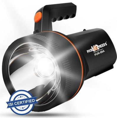 Pick Ur Needs Torch Light 120W High Range (Range 1 Km.) with Lithium Battery Torch(Black, 15 cm, Rechargeable)