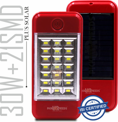 Pick Ur Needs Rechargeable Mini Emergency Light Dual Mode Solar + USB Charge 21 Big SMD LED 5 hrs Lantern Emergency Light(Red)