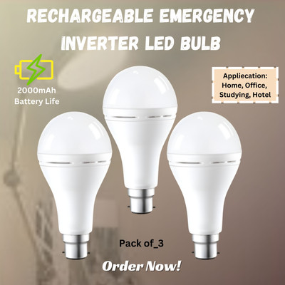 GUGGU Rechargeable Emergency Bulb Inverter Bulb for home 4Hr battery backup_Pack_3R394 4 hrs Bulb Emergency Light(White)