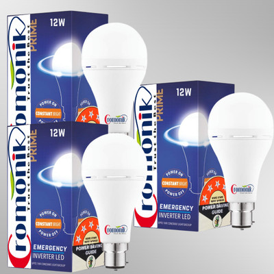 Cromonik (Pack of 3)-Backup Power 12W Rechargeable LED Light 4 hrs Bulb Emergency Light(White)