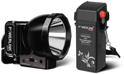Powerlink Rechargeable (LED WHITE) Headlamp Head Mount Head Light 4500 mAH SMF Battery 8 hrs Torch Emergency Light(Black)