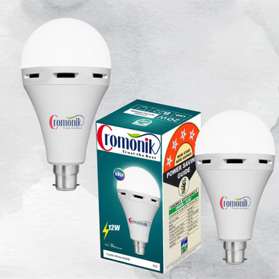 Cromonik Pack of 2-Emergency 12W Rechargeable Bulb with Extended Battery Life 4 hrs Bulb Emergency Light(White)