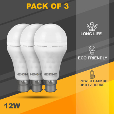 HENONIX Rechargeable LED, High Brightness, 12W Power Backup for Home/Office Use 2 hrs Bulb Emergency Light(White)