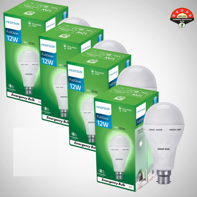 PROPSUN Pack of 4-12W Rechargeable Emergency LED Bulb with Compact Design 4 hrs Bulb Emergency Light(White)