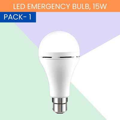 GUGGU 15W Rechargeable Inverter LED Bulb with Upto 4H.Power Cut Lighting Pack od_1E90 4 hrs Bulb Emergency Light(White)