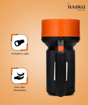 HASRU Rechargeable handle troch with 1 km with high range 1 hrs Torch Emergency Light(Black)
