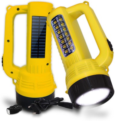 Pick Ur Needs Solar Rechargeable Long Range Torch Search 50w Laser+14SMD Side 6 hrs Torch Emergency Light(Yellow)