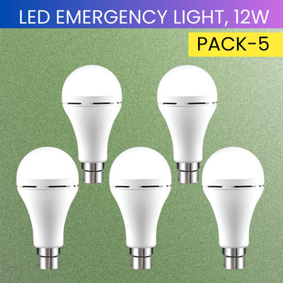 SACRO 12W Rechargeable Inverter LED Bulb with Upto 4H.Power Cut Lighting Pack of_5Q270 4 hrs Bulb Emergency Light(White)