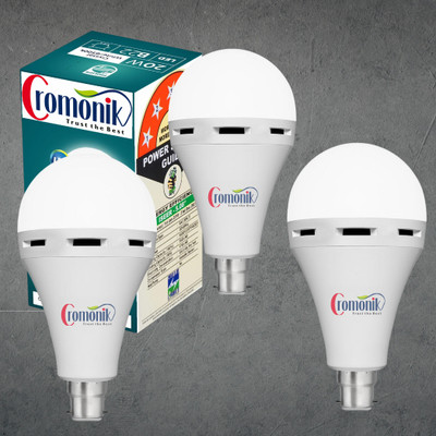 Cromonik Pack of 3-12W Rechargeable LED Bulb with Soft Daylight Glow 4 hrs Bulb Emergency Light(White)