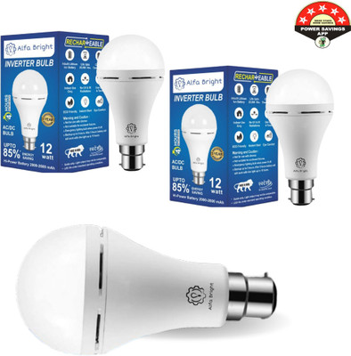 Alfa Bright Self-Charging 12W LED Bulb with Emergency Power Storage 4 hrs Bulb Emergency Light(White)