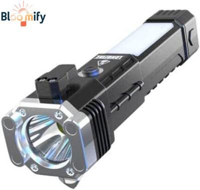 BloomiFy BMT-H66 Hammer Rechargeable LED Flashlight with Window Breaker & Seatbelt Cutter 5 hrs Torch Emergency Light(Multicloro)