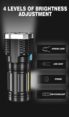 GVJ TRADERS Rechargeable Flashlight,Super Bright LED Flashlight Torch(White, 5 cm, Rechargeable)