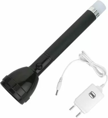 ShopGlobal Rechargeable Industrial Security Purpose Metal Torch High Power Flashlight 5 hrs Torch Emergency Light(Black)