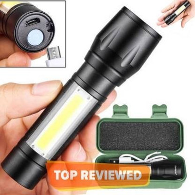 Trendy styler COB Mini Flashlights Bright USB Rechargeable 4 hrs Torch Emergency Light(Black)