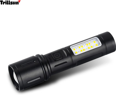 Trillsun Metal Body Zoomable 1000 Meter|1 Km High Power Long Range & Type-C 5 hrs Torch Emergency Light(Black)