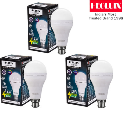heoluix Emergency inverter rechargeable bulb 12w battery backup 4 hrs Bulb Emergency Light(White)