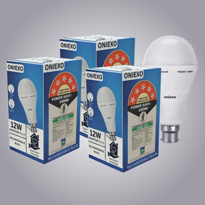 ONIEXO Pack of 3-Smart and Portable 12W Rechargeable Bulb for All Lighting Needs 4 hrs Bulb Emergency Light(White)