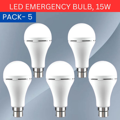 YAROH 15W Rechargeable Inverter LED Bulb with Upto 4H.Power Cut Lighting Pack of_5I336 4 hrs Bulb Emergency Light(White)