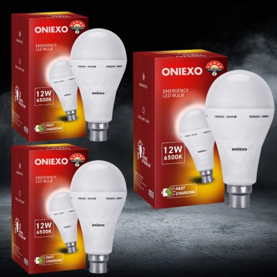 ONIEXO 12 W Inverter Round B22 Inverter Bulb(White, Pack of 3)