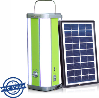 Pick Ur Needs 4 Side Tube Lantern Rechargeable With Solar Panel Home 8 hrs Lantern Emergency Light(Green + Solar Panel)