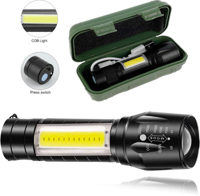 CICASTO Compact LED USB Flashlight for Emergency Kits 3 hrs Torch Emergency Light(Black)