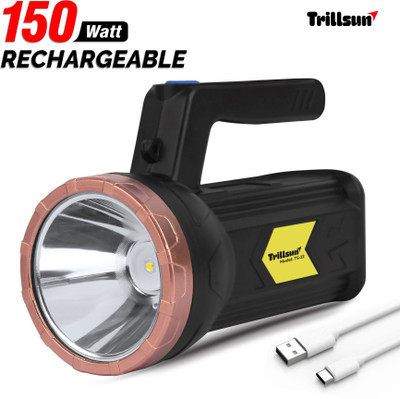 Trillsun Long Range Search Light 150 Watt Laser led high power torch 6 hrs Torch Emergency Light(Black)