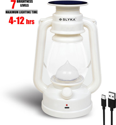 SLYKA Hi-Bright LED 1st Step Night Lamp Solar Rechargeable 4 hrs Lantern Emergency Light(White)