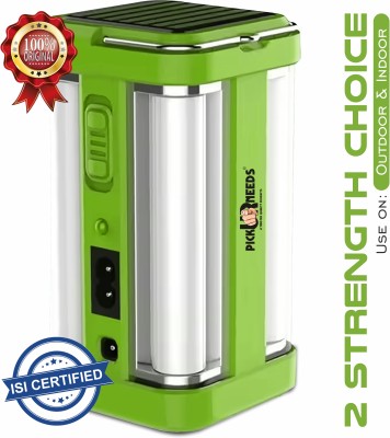 Pick Ur Needs Rechargeable 4 Side Tube With 2 Multiple Mode Extra Bright DC / Solar Lantern 5 hrs Torch Emergency Light(Green)